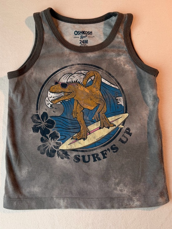 OshKosh B'gosh Other - OshKosh B'gosh Gray Tank Top with Surf Dinosaur Graphic